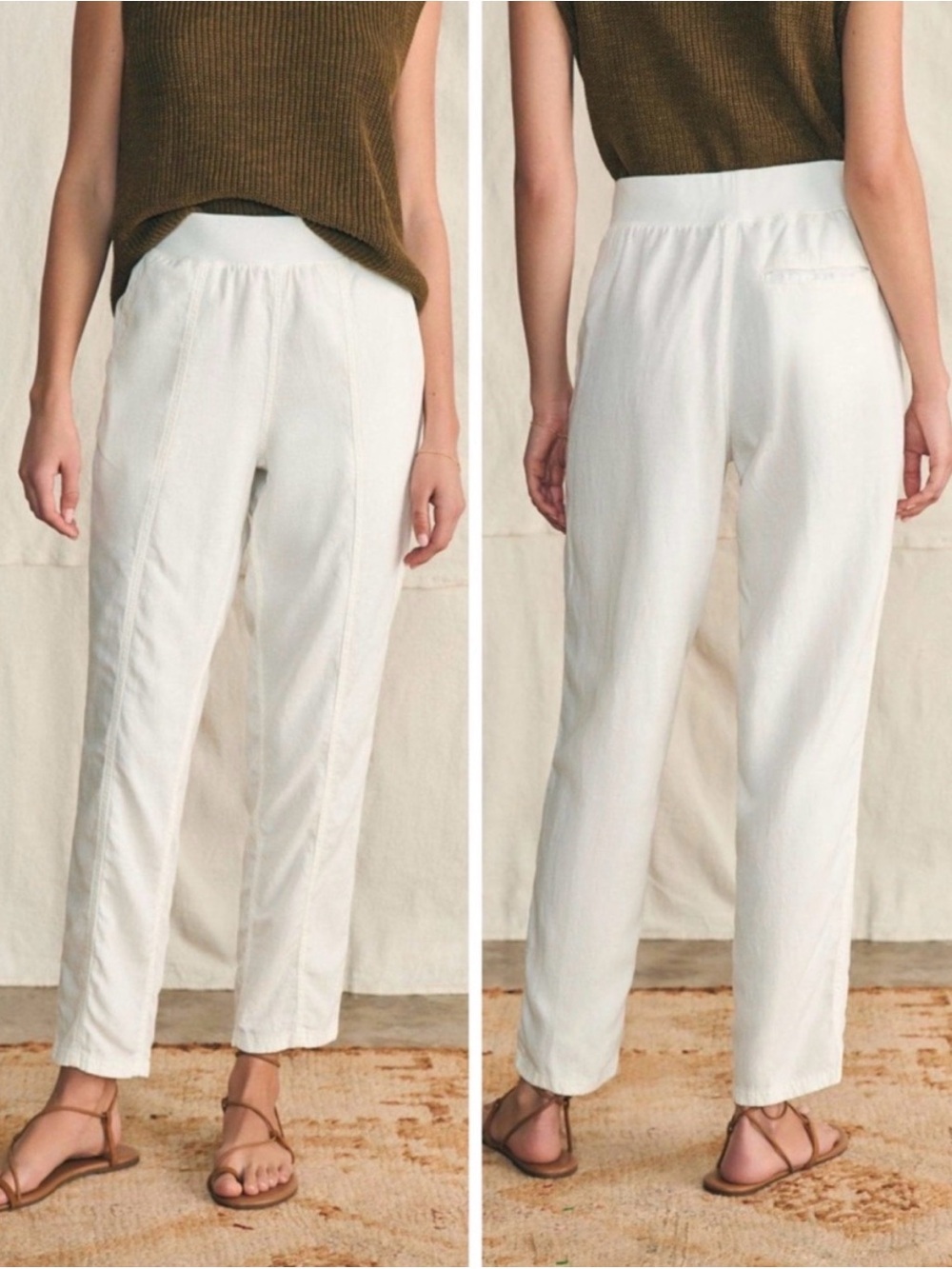 Faherty Arlie Linen Organic Cotton Pants in White S